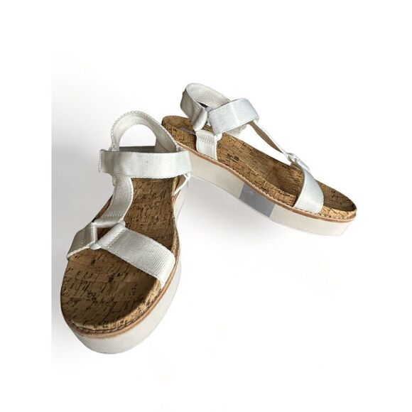 STEVEN by Steve Madden Women's Strap Belmar White Cork Flat Sandal Size 9 - Picture 2 of 8